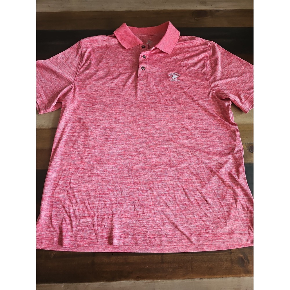 Beverly Hills Polo Club Men's Large Red Heather Performance Golf Polo Shirt 0008